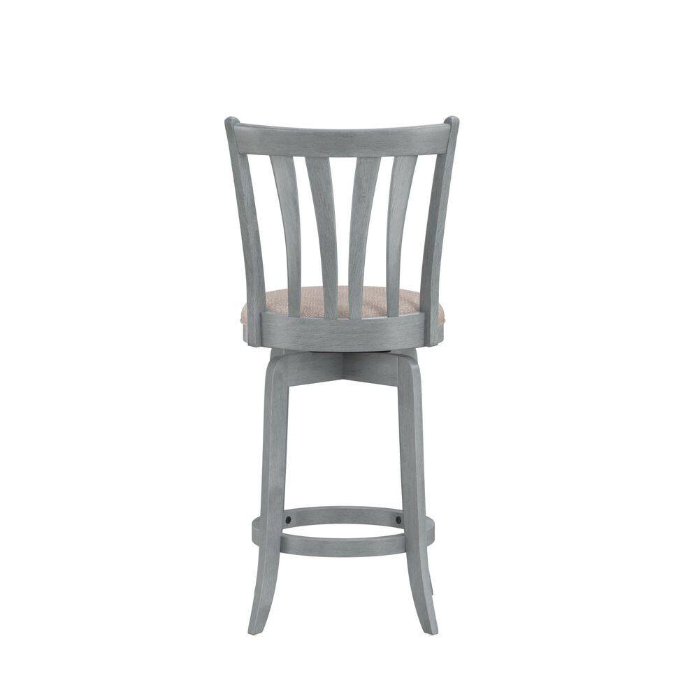 37" Blue Wire Brush Swivel Wood Counter Stool