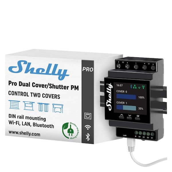 Pro Dual Cover/Shutter PM, LAN, Wi-Fi and Bluetooth, Professional DIN Rail Smart Controller With 2 Covers, 16A Each