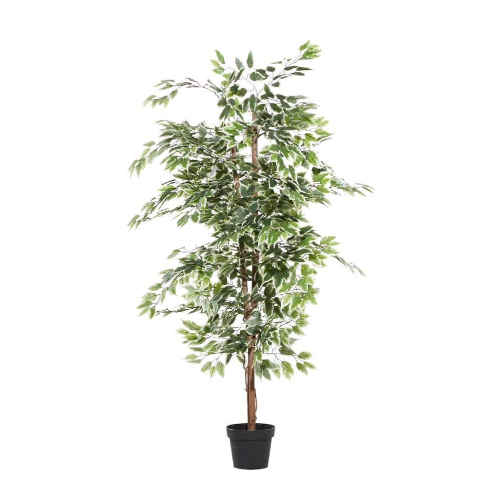 Empire Green 73" Artificial Ficus Floor Plant in Black Plastic Pot