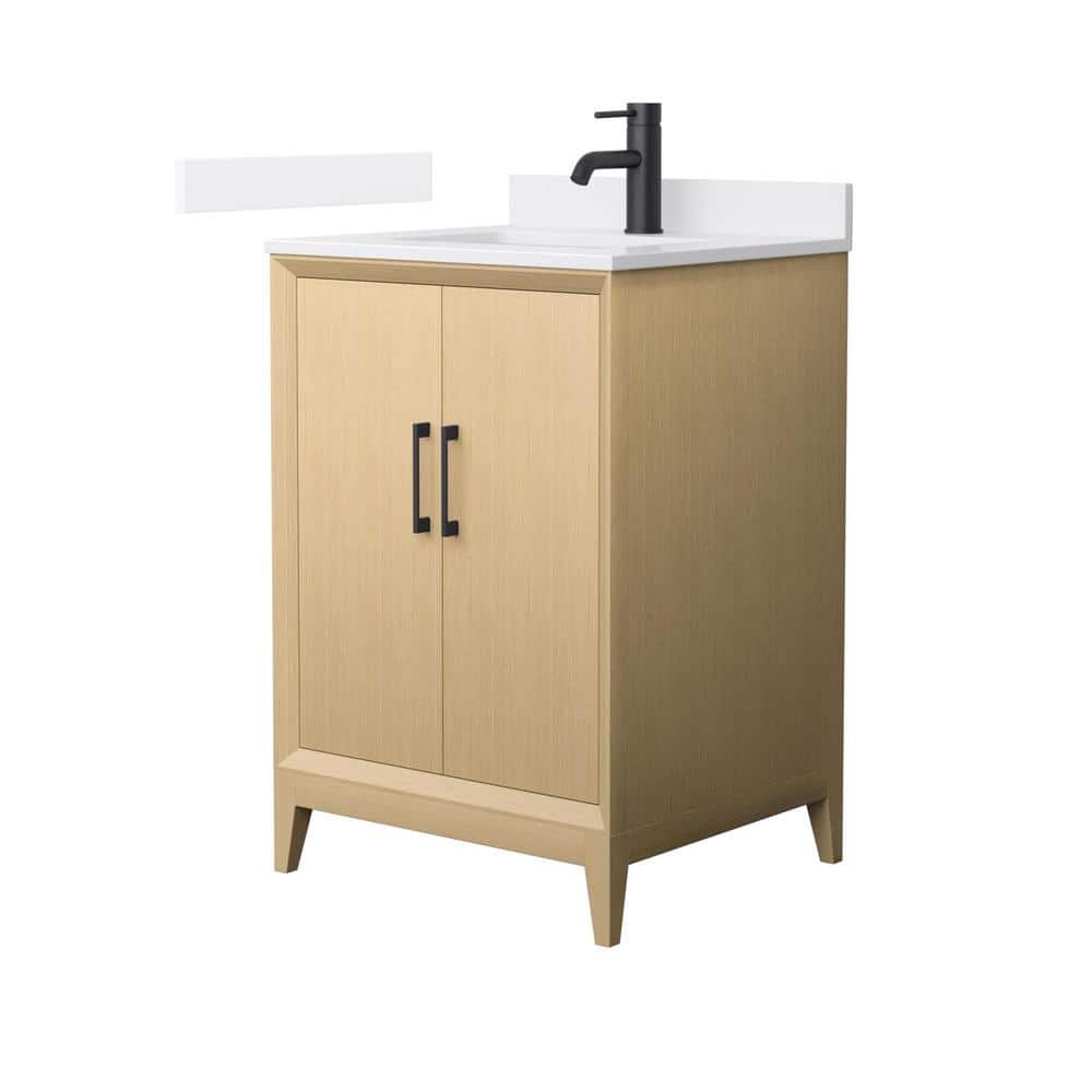 Janna 24 in. Single Freestanding White Oak Bath Vanity with White Cultured Marble Top Unassembled price history on PriceWatchPro