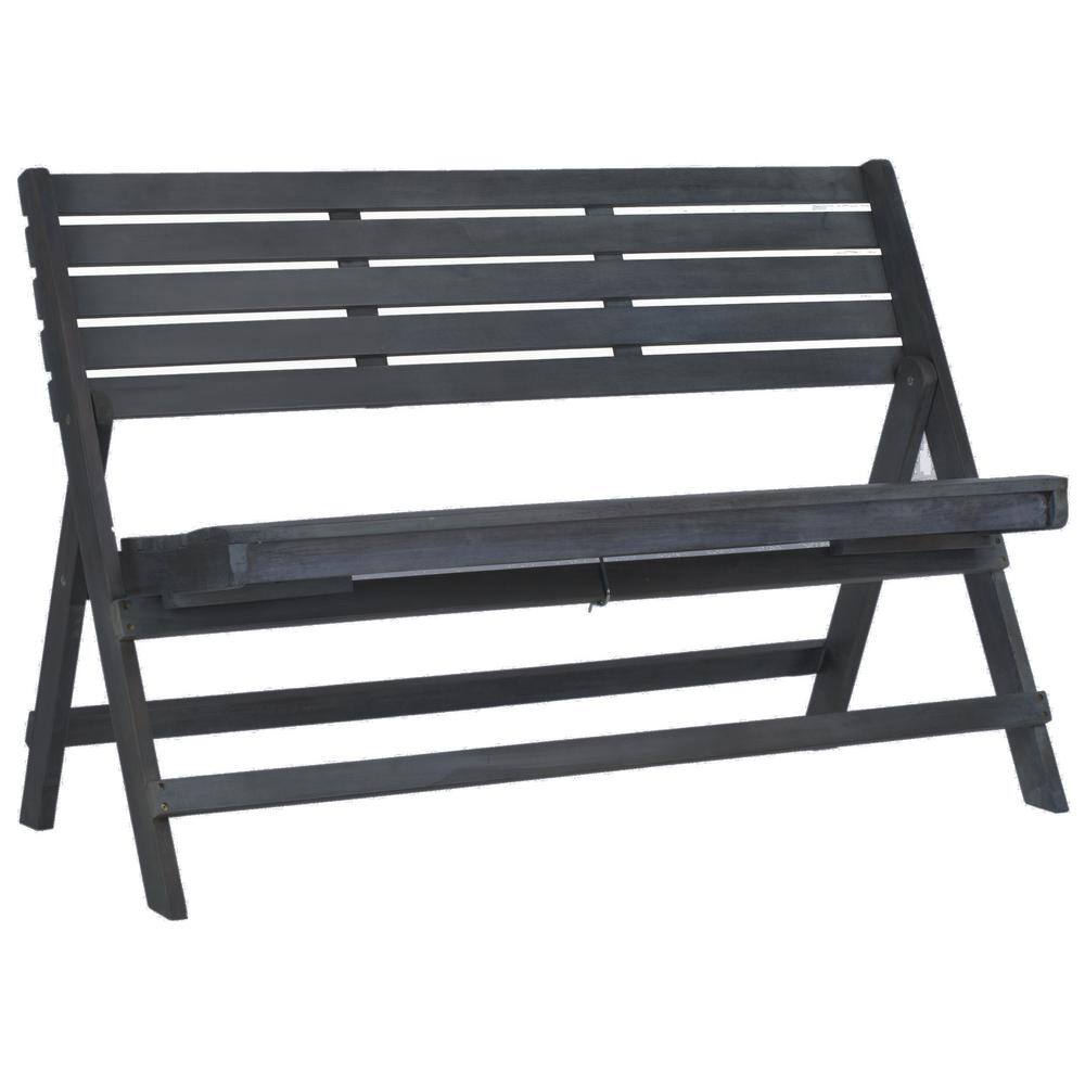 Ash Grey Acacia Wood Folding Outdoor Bench
