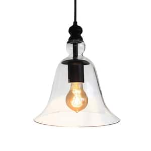 Edison Marlowe Collection 1-Light Black Clear Glass Indoor Pendant