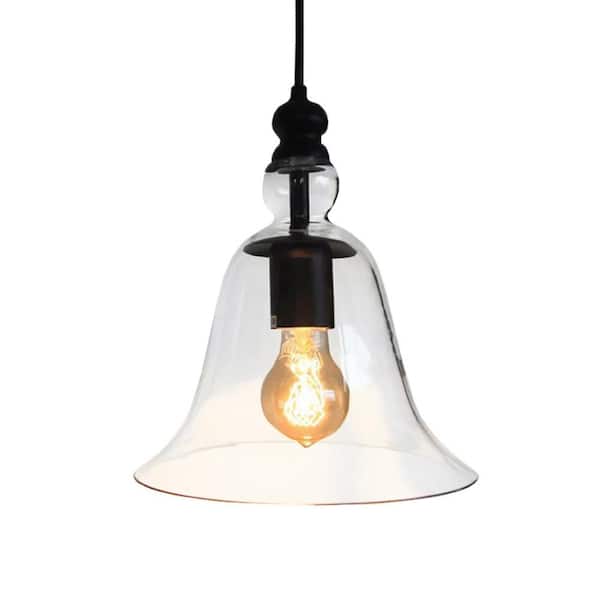 Warehouse of Tiffany Edison Marlowe Collection 1-Light Black Clear Glass Indoor Pendant