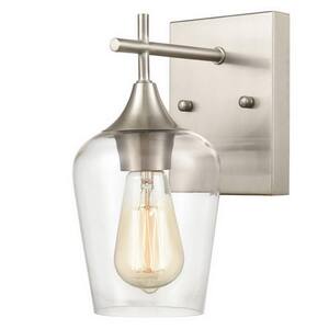 2.7 in. 1-Light Nickel Vanity Light with Clear Glass Shade