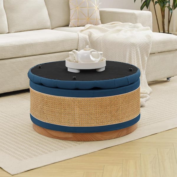Navy ottoman round hotsell