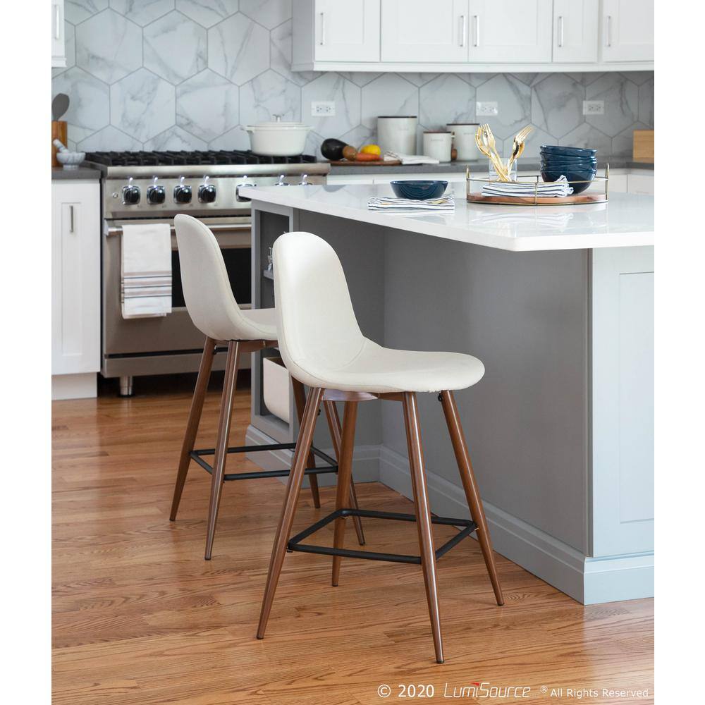 Pebble Beige Contemporary Swivel Counter Stool, Set of 2