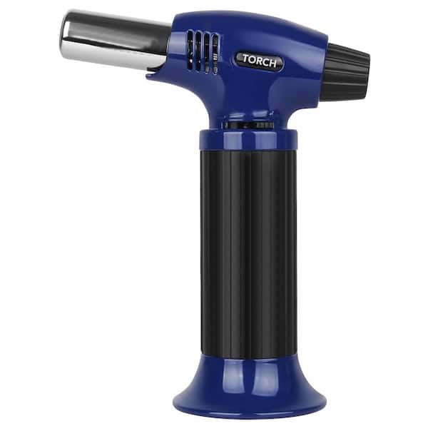 Refillable Metal Culinary Torch with Adjustable Flame and Safety Lock for Baking Desserts and Creme Brulee