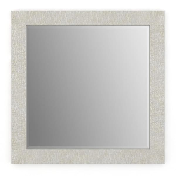 Delta 33 in. W x 33 in. H (L2) Framed Square Deluxe Glass Bathroom Vanity Mirror in Stone Mosaic