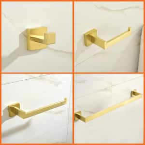 5-Piece Wall Mount Bath Hardware Set Mounting Hardware Included in Brushed Gold