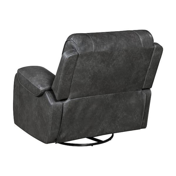 Lazzara Logansport Gray Faux Leather Manual Swivel Glider Recliner