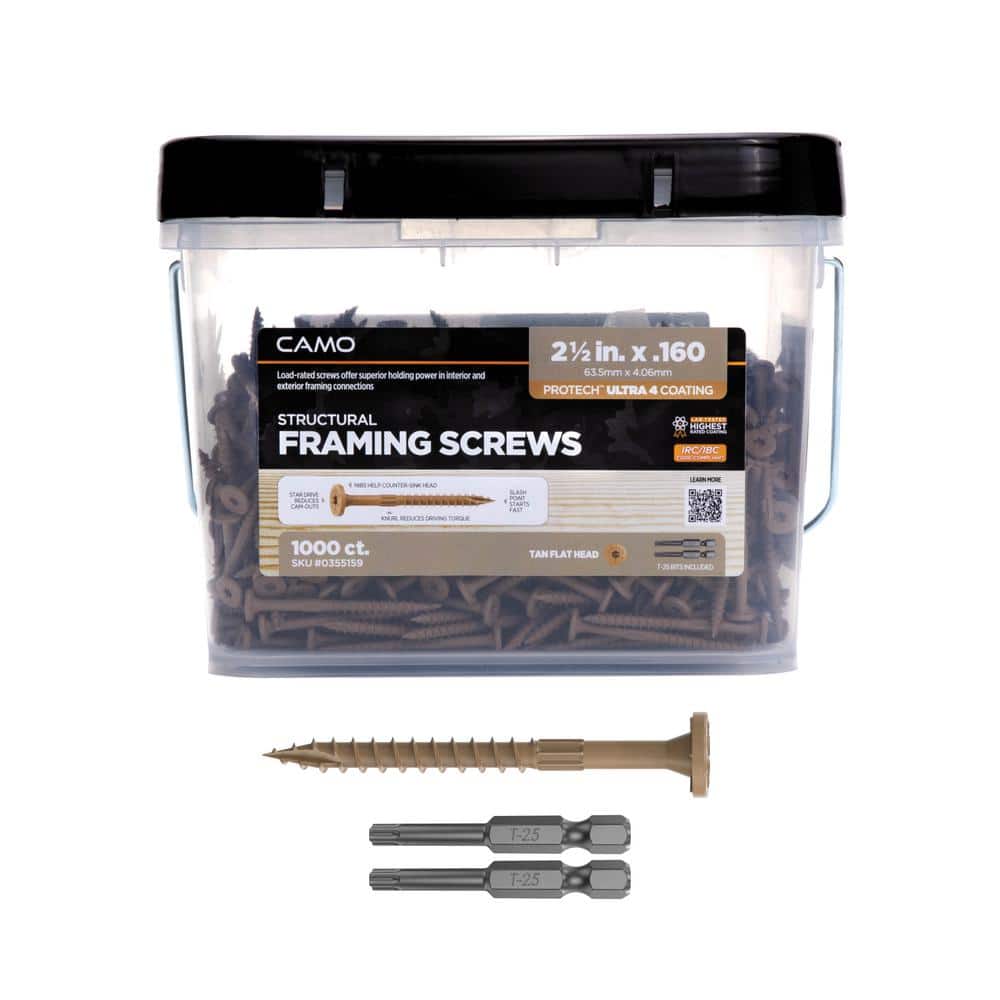2-1/2 in. x 0.16 in. Star Drive Flat Head Structural Framing Wood Screw - PROTECH Ultra 4 Exterior Coated (1000-Pack) price history on PriceWatchPro