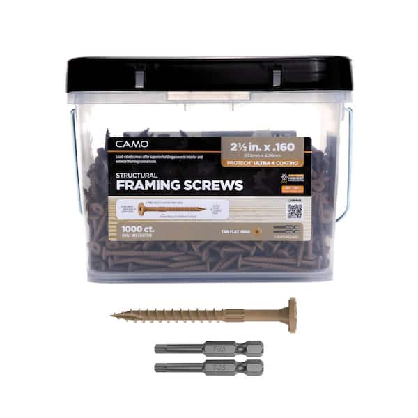 CAMO 2-1/2 in. x 0.16 in. Star Drive Flat Head Structural Framing Wood Screw - PROTECH Ultra 4 Exterior Coated (1000-Pack)
