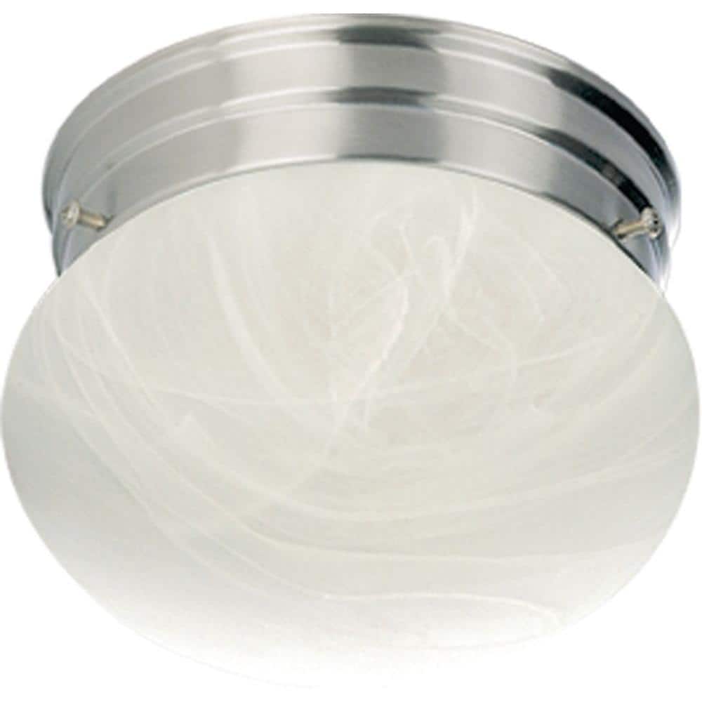 Minster Brushed Nickel Alabaster Glass Flush Mount Light