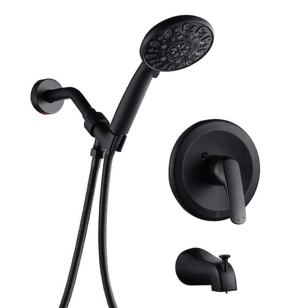 WOWOW Single Handle 8-Spray Tub and Shower Faucet 1.8 GPM in Matte Black Valve Included