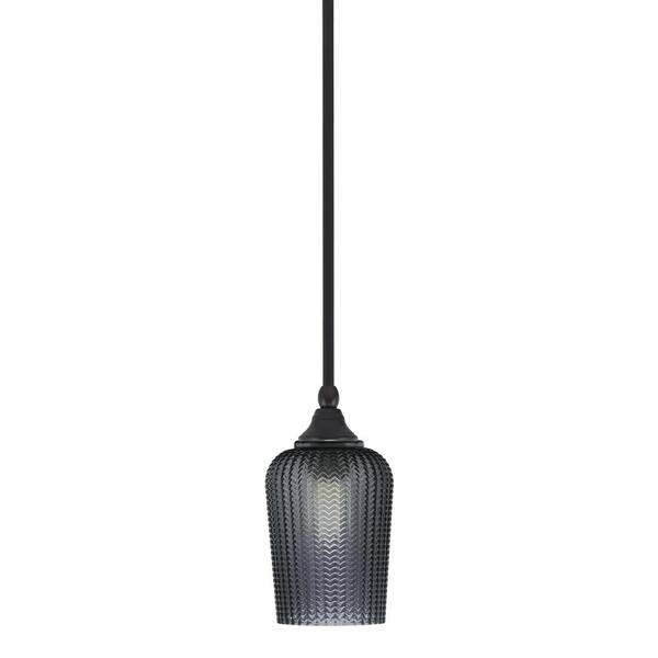 Unbranded Sparta 100-Watt 1-Light Espresso Shaded Pendant Light Mini Pendant with Smoke Textured Glass, No Bulb Included