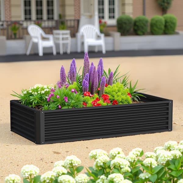 8x4x2ft Galvanized Raised Garden Bed – Steel Planter Box For Vegetables, Flowers, Herbs