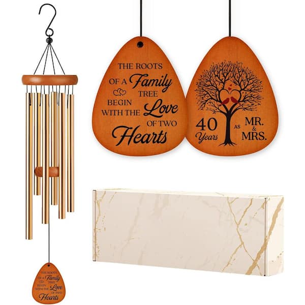 Phewnyzo 40th Anniversary Wind Chime with Tree of Love Design and Engraved Blessings