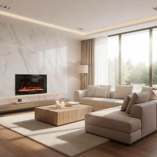 30 in. Wall Mounted/Embedded Automatic Constant Temperature Electric Fireplace Insert with 12-Flame Colors