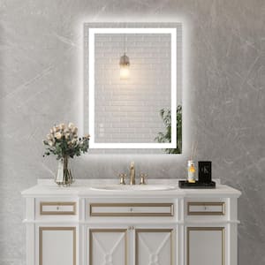 32 in. W x 24 in. H Small Rectangular Frameless Anti-Fog LED Light Wall Mounted Bathroom Vanity Mirror in White