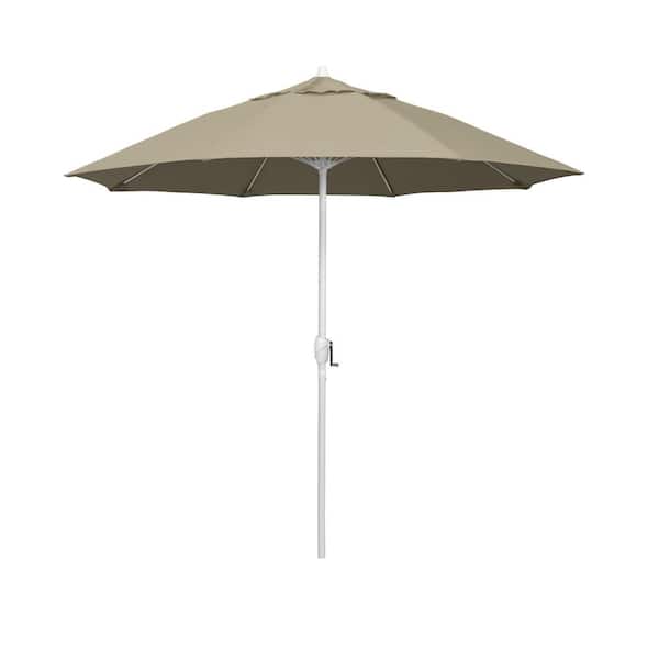 California Umbrella 7.5 ft. Matted White Aluminum Market Patio Umbrella Fiberglass Ribs and Auto Tilt in Beige Pacifica