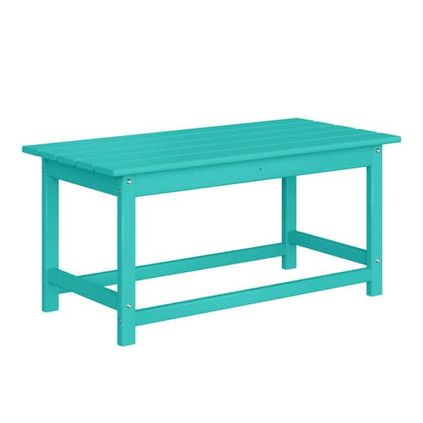WESTIN OUTDOOR Mason Turquoise Poly Plastic Fade Resistant Outdoor Patio Rectangle Adirondack Coffee Table