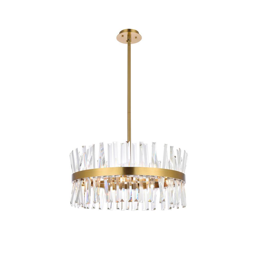 Timeless Home 25 in. 14-Light Satin Gold Pendant Light ELP12400D25SG ...