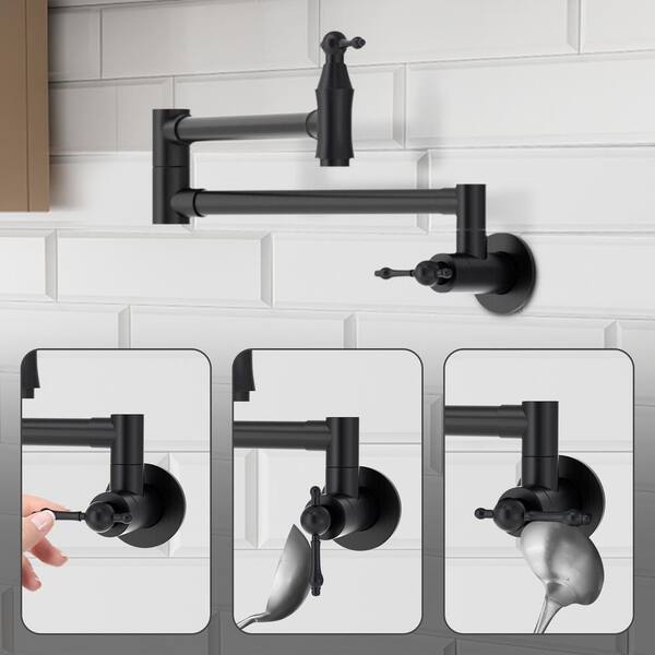 GIVING TREE Wall Mount Pot Filler Faucet Double-Handle in Matte Black  XLHDDOTU0014 - The Home Depot