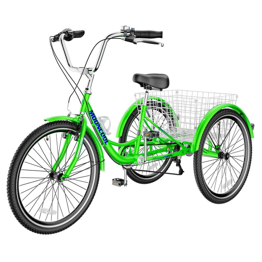 Adult Tricycle 7 Speed, 24 in. Wheels Cruiser Bike with Basket for Seniors,