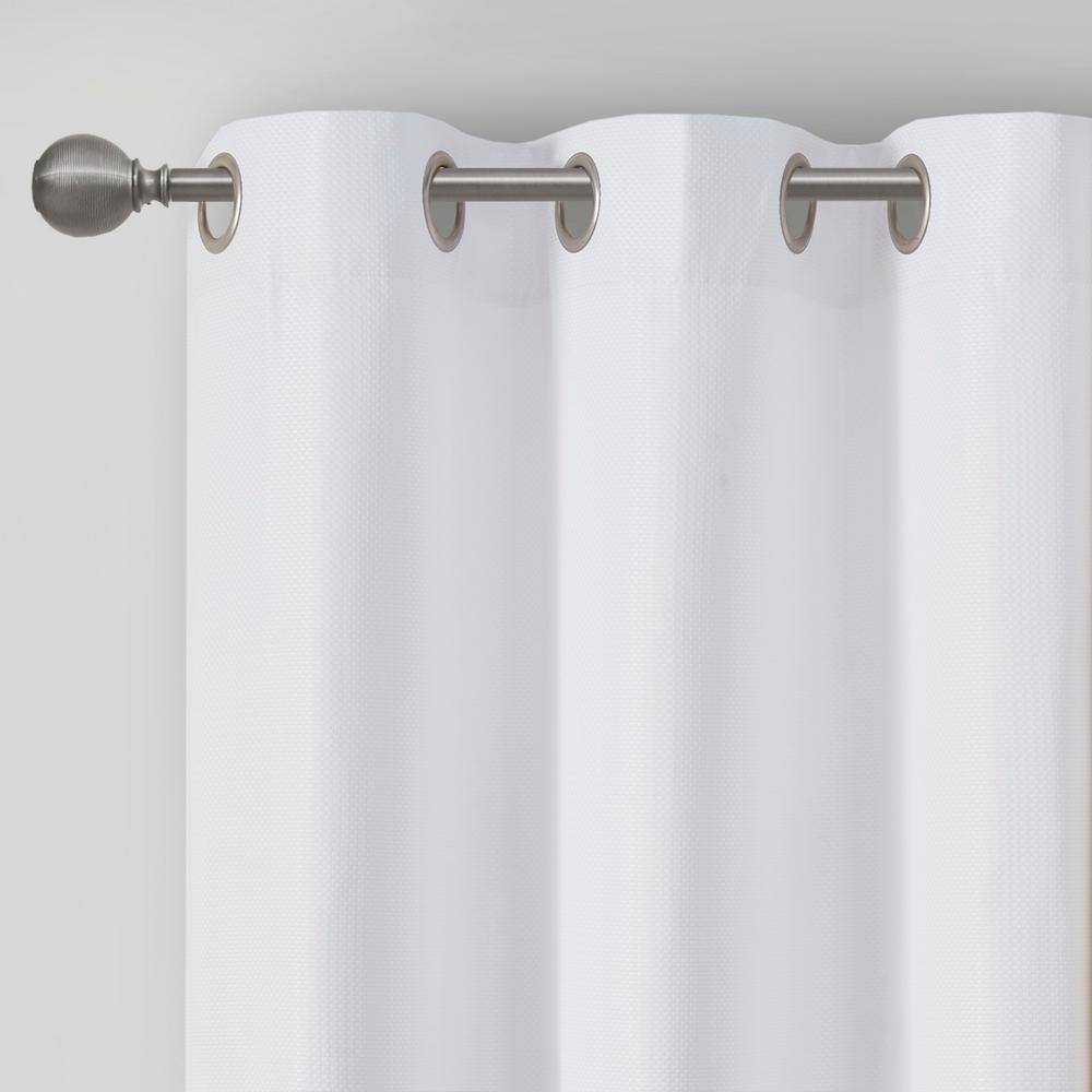 White Basketweave Room Darkening Curtain Panel Pair