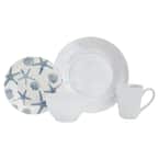 16-Piece Coastal Blue and White Ceramic Dinnerware Set (Service for 4)