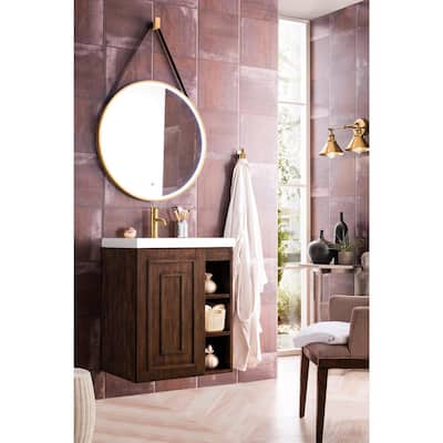 Alicante 23.6 in. W x 18.3 in. D x 29.4 in. H Bath Vanity in Mid Century Acacia with White Glossy Resin Top