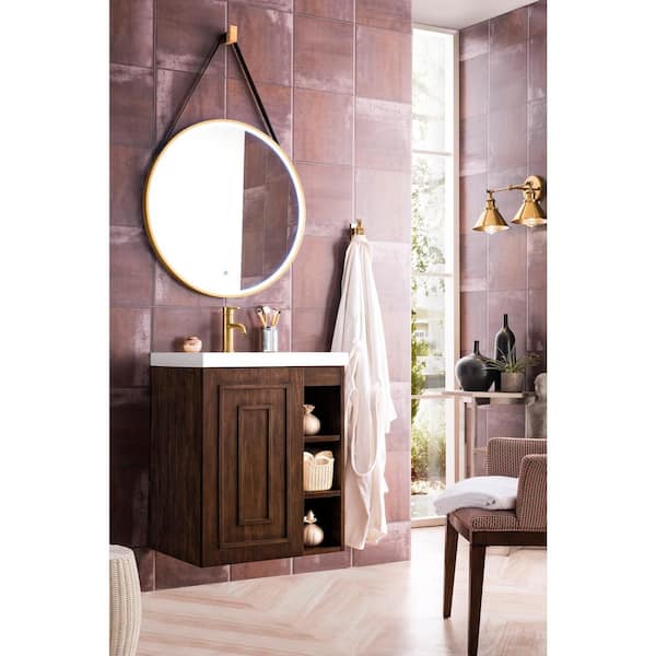 Alicante 23.6 in. W x 18.3 in. D x 29.4 in. H Bath Vanity in Mid Century Acacia with White Glossy Resin Top