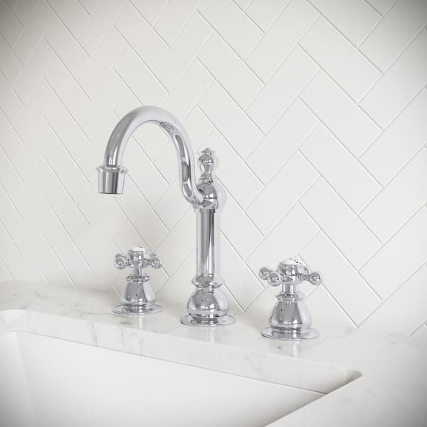 Vintage Classic 8 in. Widespread 2-Handle High Arc Bathroom Faucet with Pop-Up Drain in Triple Plated Chrome