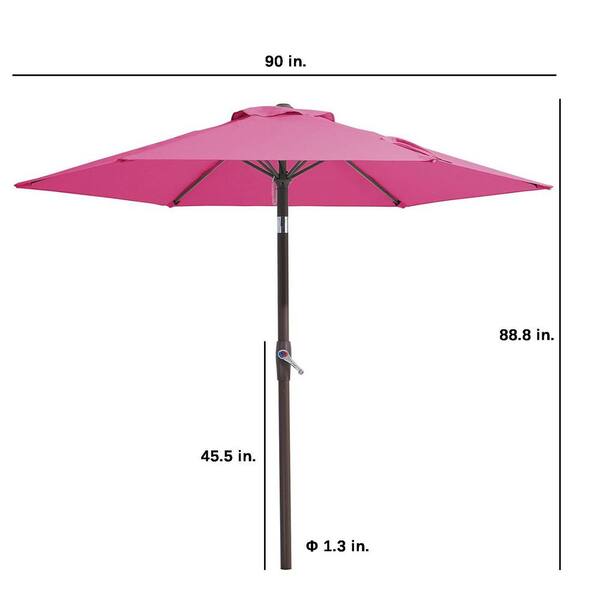 7.5 ft. Iron Market Tilt Patio Umbrella in Rose Pink with