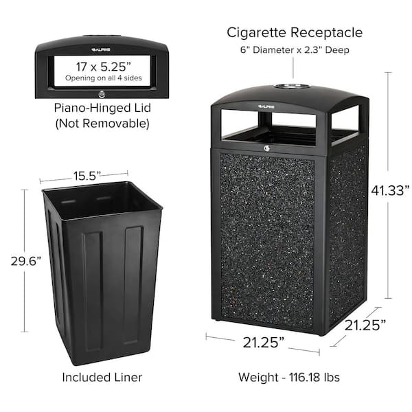 Trash Can | Streetscape Outdoor Commercial Trash Receptacle | 45 Gallon Capacity | Heavy Duty Steel | Recycle Away