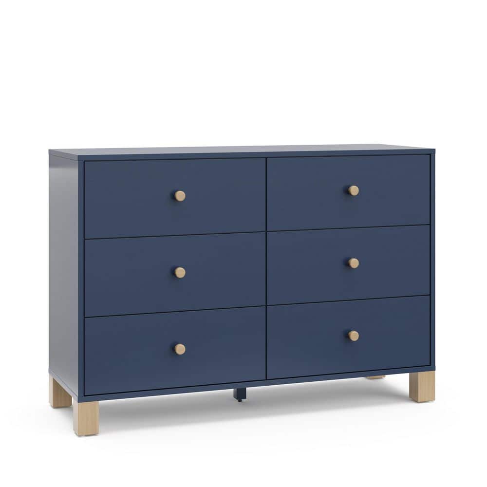 California Midnight Blue and Driftwood 6-Drawer 47.72 in. Wide Dresser