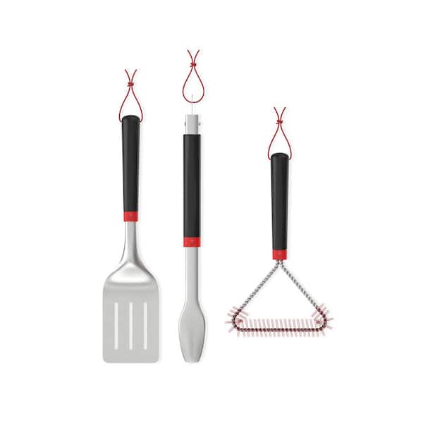 Weber Grill Tools Set of 3 with Spatula, Locking Tongs, and Cold