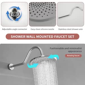 Single Handle 3 Spray Rain Shower Head Round Shower Faucet 2.5 GPM With High Pressure in Polished Chrome(Valve Included)