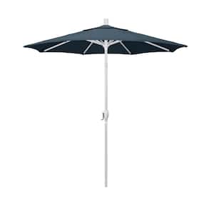 7.5 ft. Matte White Aluminum Market Push Tilt Patio Umbrella in Sapphire Pacifica