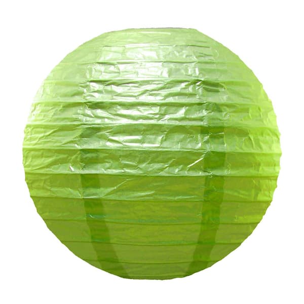 LUMABASE 10 in. Round Green Paper Lanterns (5-Count)