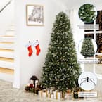 HOMESTOCK 7.5 ft Frosted Snow Flocked Prelit Slim Artificial Christmas Tree  with 1102 Branch Tips, 350 Warm Lights and Metal Stand 65512 - The Home  Depot