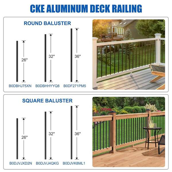 26" Deck Balusters For Deck Railing, 50 Pack Deck Spindles Black, Hollow Round 3 4 Diameter Black Aluminum Balusters Matte Coated Black Balusters For Deck Porch Wood Composite Stair Fencing