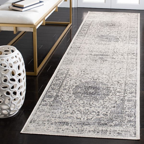 Atlas 2 ft. x 8 ft. Ivory/Gray Medallion Distressed Runner Rug