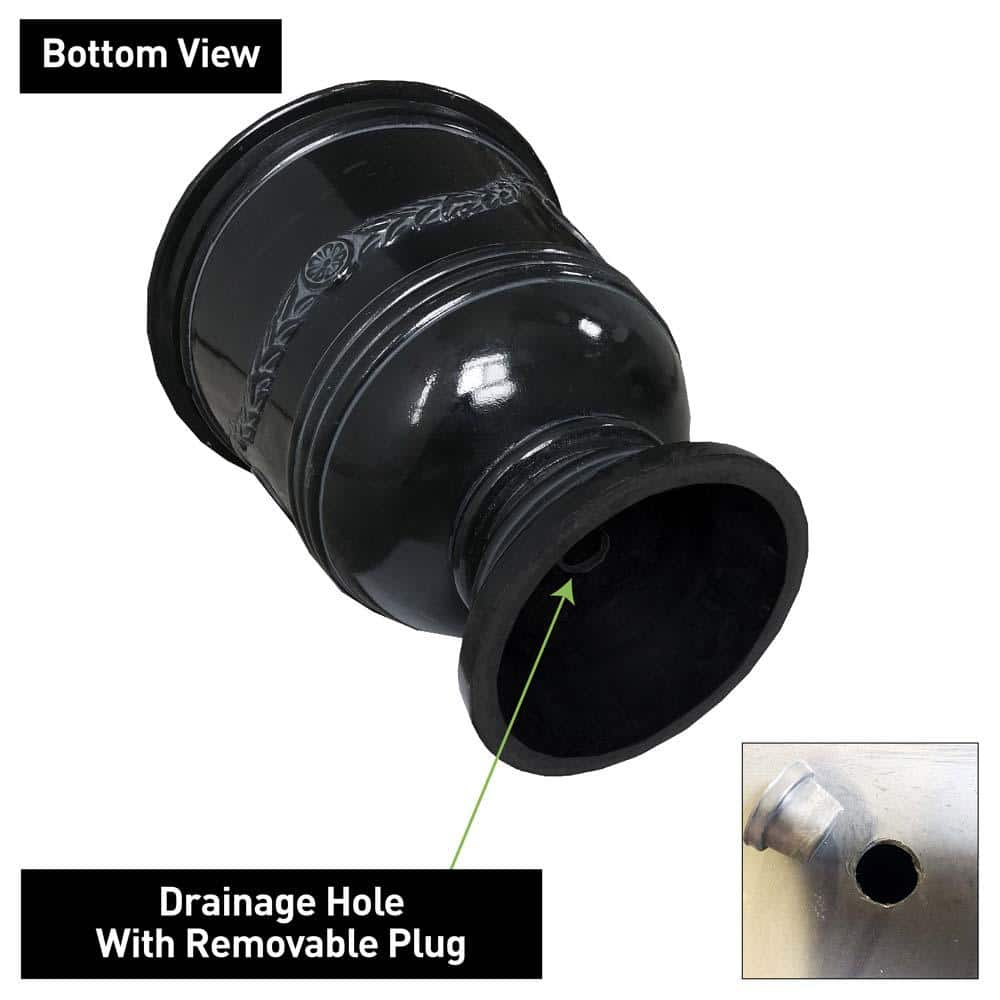 Black 16" Resin Outdoor Urn Planter with Gloss Finish