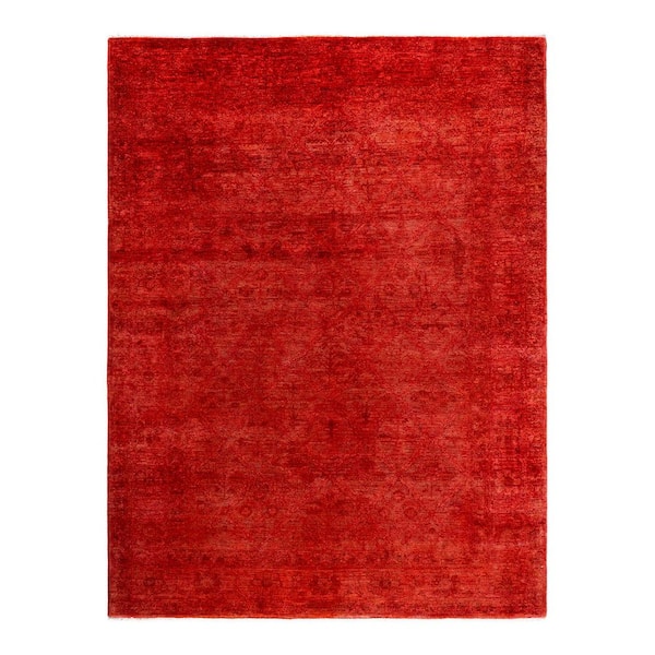 Overdyed Orange 6 ft. x 9 ft. Solid Wool Indoor Area Rug