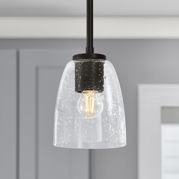 7.32 in. Clear Seeded Glass Oval Pendant Lamp Shade 2.25 in. Lip Fitter