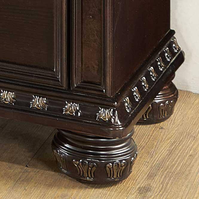 Cocoa Brown Traditional 9-Drawer Dresser with Gold Floral Accents