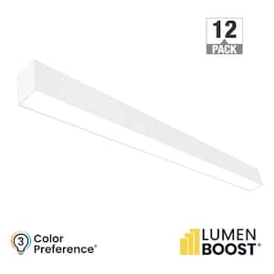 4 ft. 64-Watt Equivalent Integrated LED White Strip Light Fixture Architectural Linear Lumen Boost Adjust CCT (12-Pack)