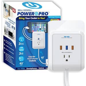 3-Outlet Power Pro Wall Outlet Surge Protector with 3 USB Ports and Extension Cord