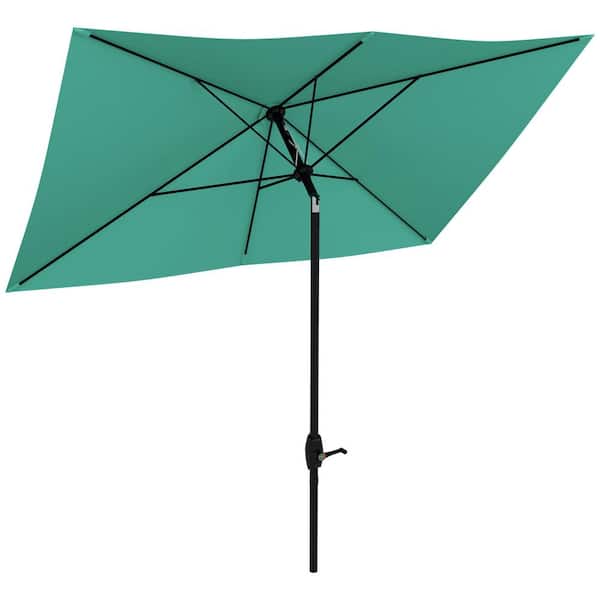 Sudzendf 9.7 ft. Steel Market Patio Umbrella in Green with Crank and Push Button Tilt